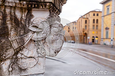 Ram's head decoration at the Max Joseph Square in Munich, Germany Stock Photo