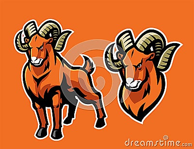 Ram sheep mascot set Vector Illustration