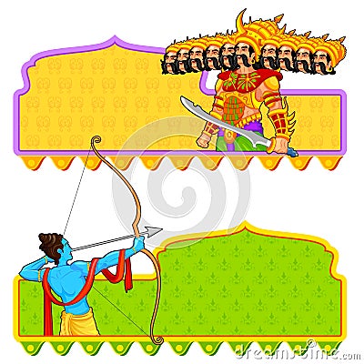 Rama killing Ravana in Dussehra Vector Illustration