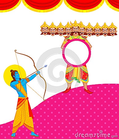 Rama killing Ravana during Dussehra Vector Illustration