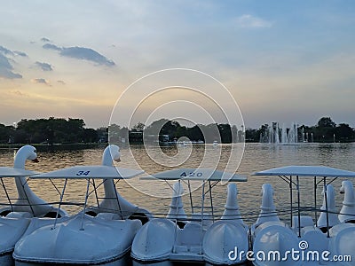 Rama9 Park pool boat Stock Photo