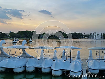 Rama9 Park pool boat Stock Photo