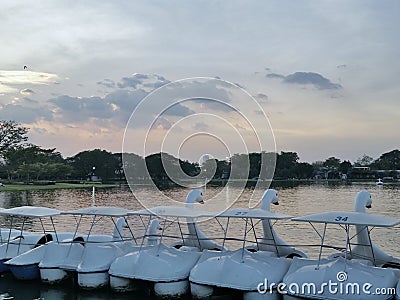 Rama9 Park pool boat Stock Photo