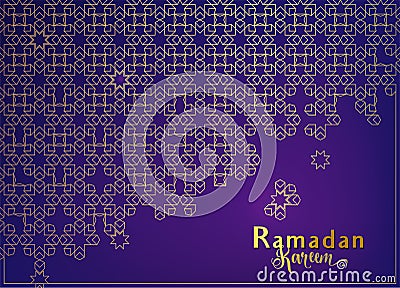 Ramadan background with islamic mosque arabian pattern on purple backdrop Vector Illustration