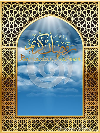 Ramadan Background with Window in Mosque Vector Illustration