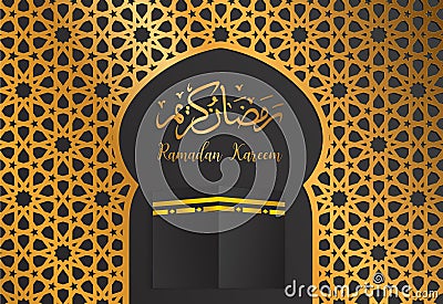 Ramadan backgrounds vector,Ramadan kareem with kaaba Vector Illustration