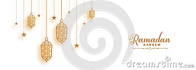 Ramadan banner with decorative islamic lanterns Vector Illustration