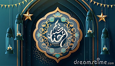 Ramadan calligraphy with fanoos Vector Illustration