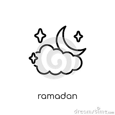 Ramadan Crescent Moon icon. Trendy modern flat linear vector Ram Vector Illustration