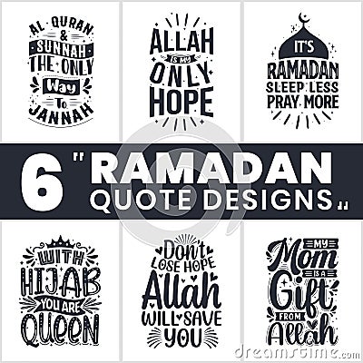 Ramadan design bundle, Islamic quotes set. Ramadan SVG bundle Vector Illustration