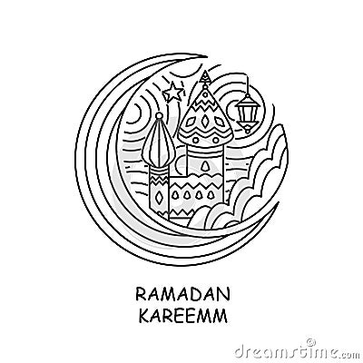 Ramadan doodle vector illustration islamic religion islam muslim Vector Illustration