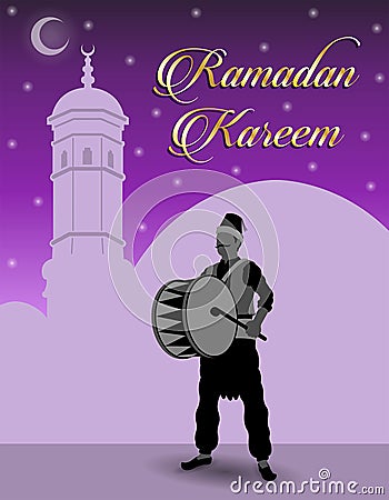 Ramadan Drummer and Ramadan Kareem Wishes Vector Illustration