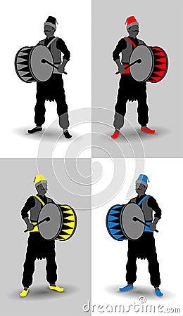 Ramadan drummer silhouettes Vector Illustration