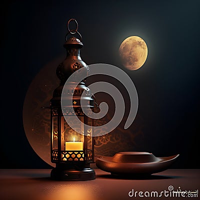 Colorful lanterns, Light lamps, Ramadan and Eid. Spirit of joy, hope, and unity during the Islamic holy month. AI-Generated. Stock Photo