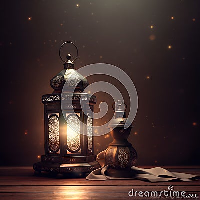 Colorful lanterns, Light lamps, Ramadan and Eid. Spirit of joy, hope, and unity during the Islamic holy month. AI-Generated. Stock Photo