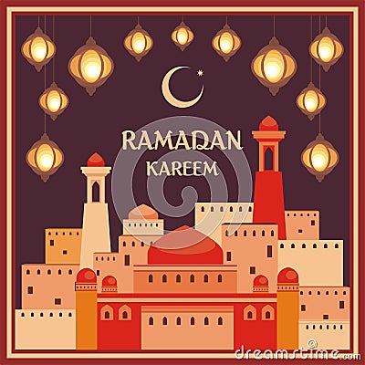 Ramadan greeting card brown Vector Illustration