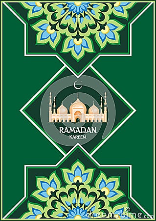 Ramadan greeting card green Vector Illustration