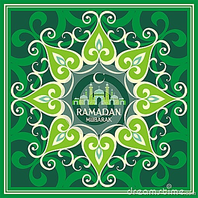 Ramadan greeting card green Vector Illustration