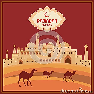 Ramadan greeting card terracotta Vector Illustration