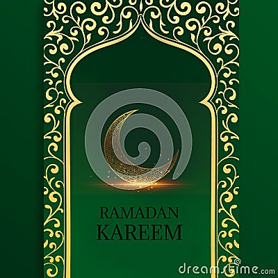 Ramadan greeting cards with golden moon Stock Photo