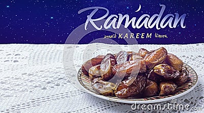 Ramadan greeting with dates Stock Photo