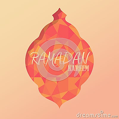 Ramadan greetings postcard with arabic lantern Vector Illustration