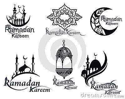 Ramadan icons set Vector Illustration
