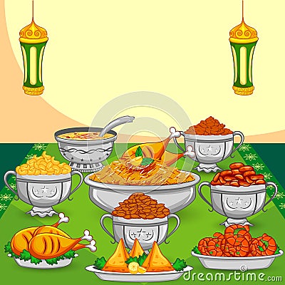 Ramadan Iftar food Vector Illustration