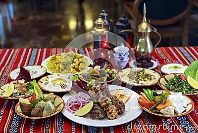 Ramadan Iftar or Suhoor Buffet Stock Photo