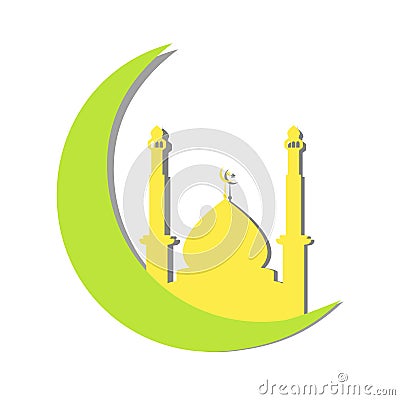 Ramadan illustration - Moon and mosque illustration - Flat design vector Vector Illustration