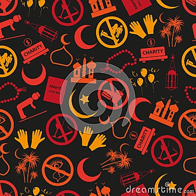 Ramadan islam holiday icons seamless color pattern eps10 Vector Illustration