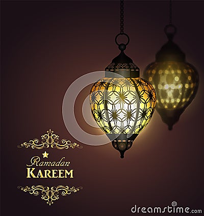 Ramadan Kareem arabic lantern Vector Illustration