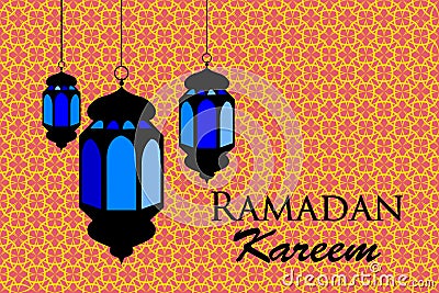 Ramadan kareem arabic pattern lanterns fanous background Vector Illustration