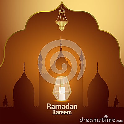 Ramadan kareem with arabic vector lantern on creative background Vector Illustration