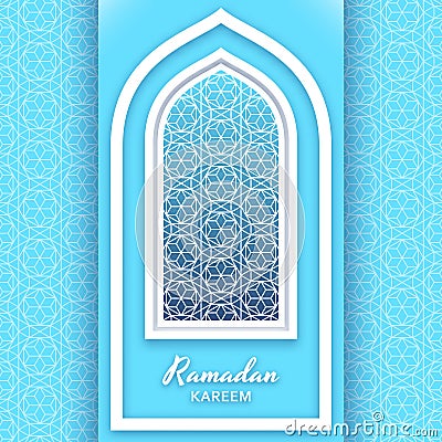 Ramadan Kareem Background. Islamic Arabic window. Greeting card. Vector illustration. Vector Illustration