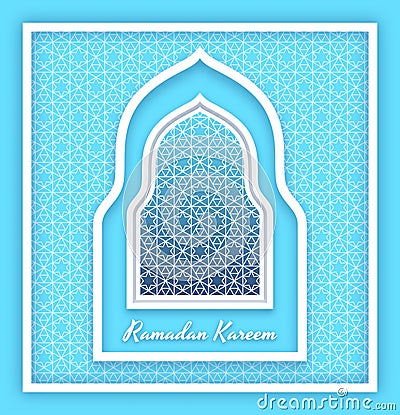 Ramadan Kareem Background. Islamic Arabic window. Greeting card. Vector illustration. Vector Illustration