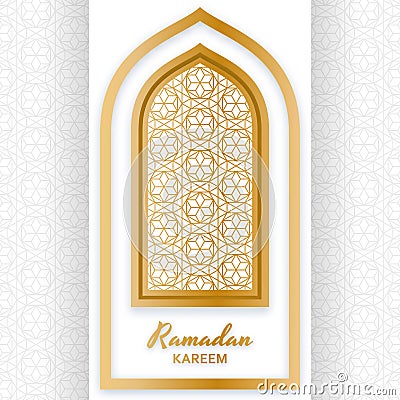 Ramadan Kareem Background. Islamic Arabic window. Greeting card. Vector illustration. Vector Illustration