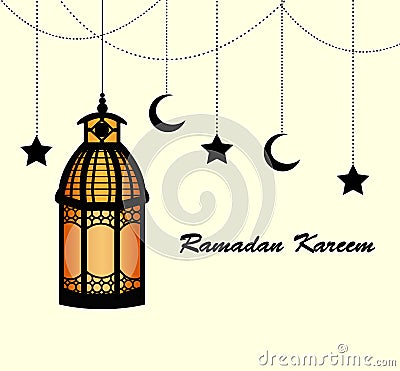 Ramadan Kareem Background with Lamps. Vector Illustration