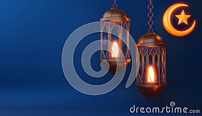 Ramadan Kareem background, mosque building, 3d rendering Cartoon Illustration