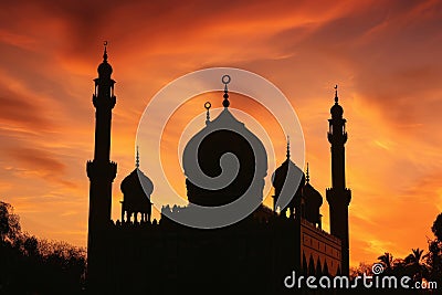 Ramadan Kareem background. Mosque silhouette background, Islamic design greeting card Stock Photo