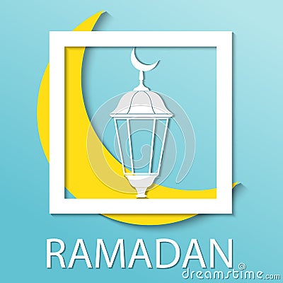 Ramadan kareem background. Paper cut vector illustration Vector Illustration