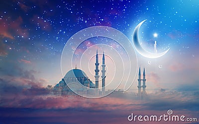 Ramadan Kareem background, Suleymaniye mosque in Istanbul Stock Photo