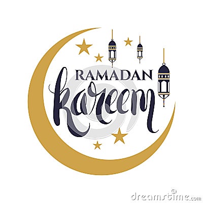 Ramadan Kareem badge or logo or emblem. Vector Illustration