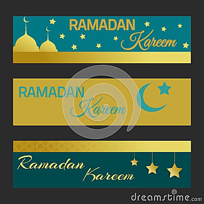 Ramadan Kareem bannes. Cartoon Illustration