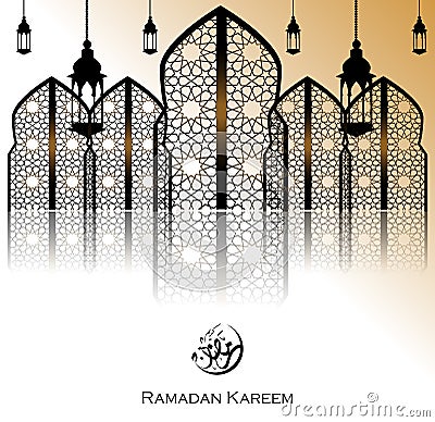 Ramadan Kareem beautiful greeting card- background with Arabic calligraphy which means Ramadan Kareem Vector Illustration