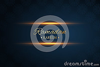 Ramadan kareem black and dark blue background, light beam, vector Vector Illustration