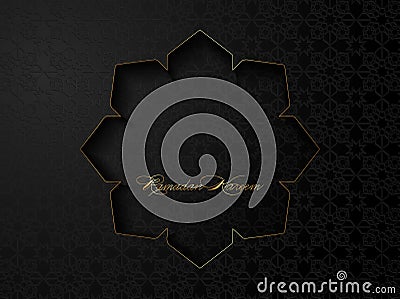 Ramadan Kareem of black luxury poster or invitation design with gold mandala islamic ornaments symbols and black Arabic motif Vector Illustration