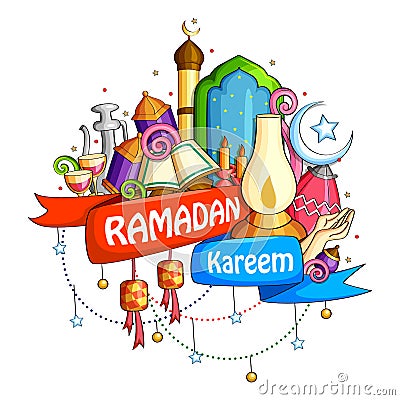 Ramadan Kareem Blessing for Eid background Vector Illustration