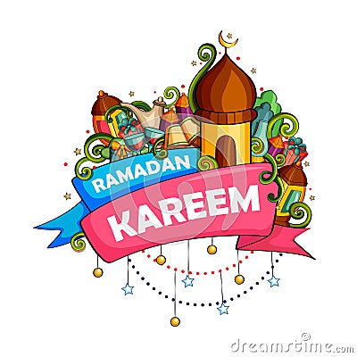 Ramadan Kareem Blessing for Eid background Vector Illustration