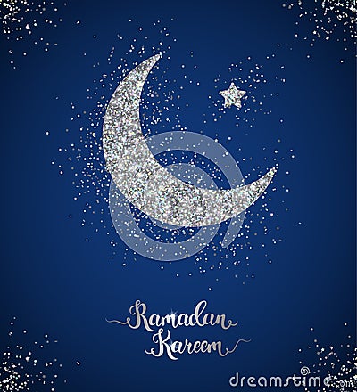 Ramadan Kareem card with crescent and star Vector Illustration